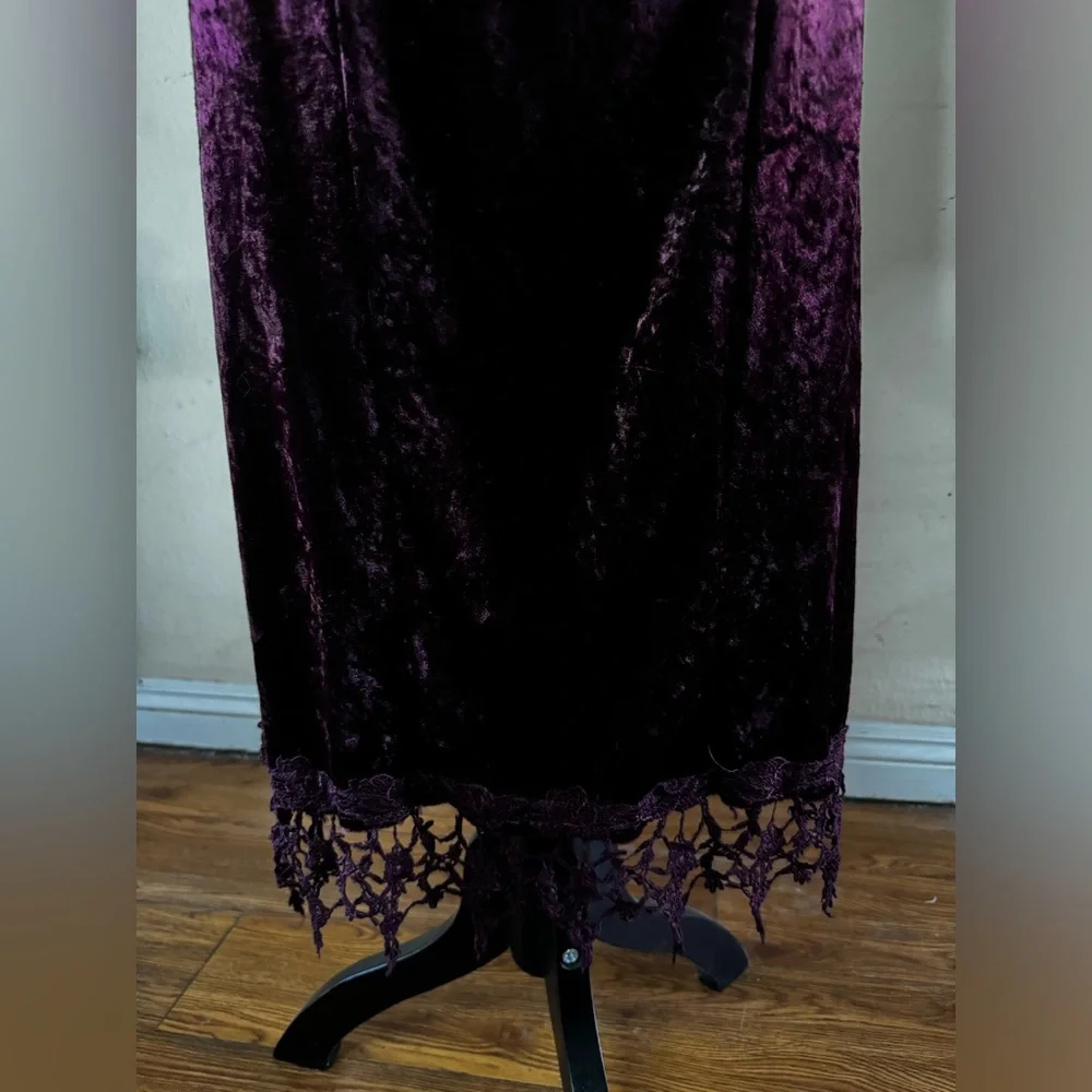 Vintage Mauve Velvet Sheath Midi Dress 90’s Witchy whimsigoth stevie knicks noir - Picture 8 of 14